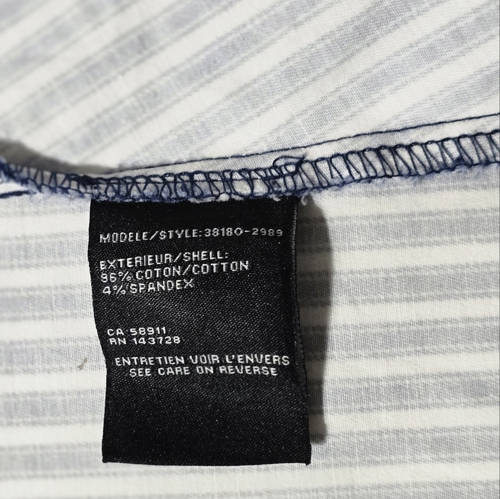 Tribal XL Striped Blue & White Button-Up Jacket, Cuffed Sleeve, Two Front Pocket - Picture 9 of 11